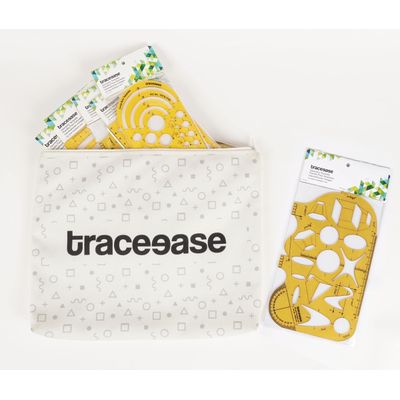 Gabarito de Geometria Multi-Padrão Traceease com Réguas Geométricas, Kit de Desenho para Escritório/Escola, 8 Peças - IBA Crafts Amarelo