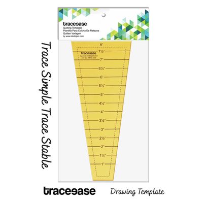 Régua-Estêncil Plástico para Acolchoamento Dresden, Régua de Costura para Desenho e Patchwork, 8,8 cm x 20,3 cm - Traceease Amarelo