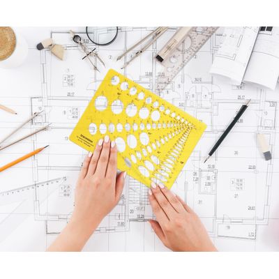 Régua-Estêncil Plástico para Acolchoamento Dresden, Régua de Costura para Desenho e Patchwork, 8,8 cm x 20,3 cm - Traceease Amarelo