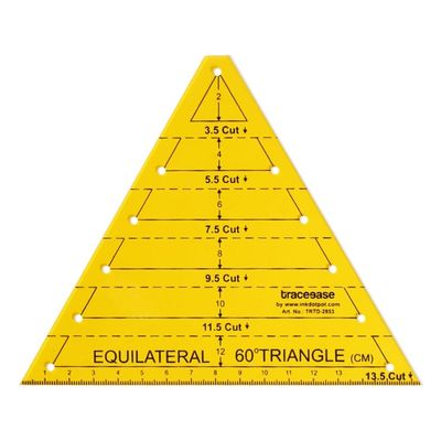 Traceease Triângulo Equilátero 60° Molde Quilting/Costura, Estêncil Plástico Medição Angular Corte Têxtil 13,9 x 16,5 cm - IBA Crafts Amarelo