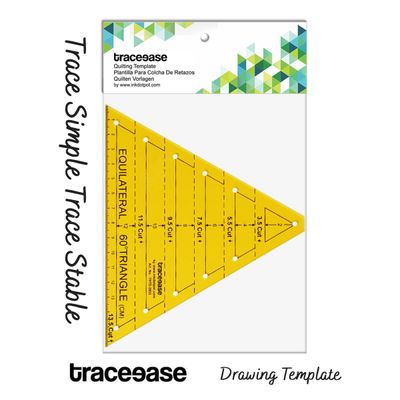 Traceease Triângulo Equilátero 60° Molde Quilting/Costura, Estêncil Plástico Medição Angular Corte Têxtil 13,9 x 16,5 cm - IBA Crafts Amarelo