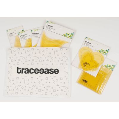 Kit de 24 Peças de Moldes e Ferramentas de Desenho para Quilting, Caderno DIY e Scrapbook para Escritório e Escola - Traceease Amarelo