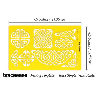 Traceease Estêncil Simples de Plástico para Diário, Símbolos de Nós Celtas, Régua Estêncil de Acrílico, 19 cm x 11,4 cm - IBA Crafts Amarelo