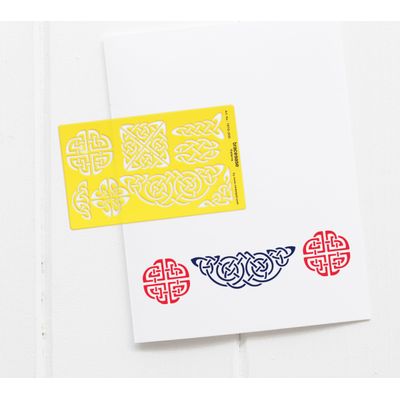 Traceease Estêncil Simples de Plástico para Diário, Símbolos de Nós Celtas, Régua Estêncil de Acrílico, 19 cm x 11,4 cm - IBA Crafts Amarelo
