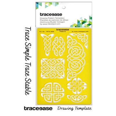 Traceease Estêncil Simples de Plástico para Diário, Símbolos de Nós Celtas, Régua Estêncil de Acrílico, 19 cm x 11,4 cm - IBA Crafts Amarelo