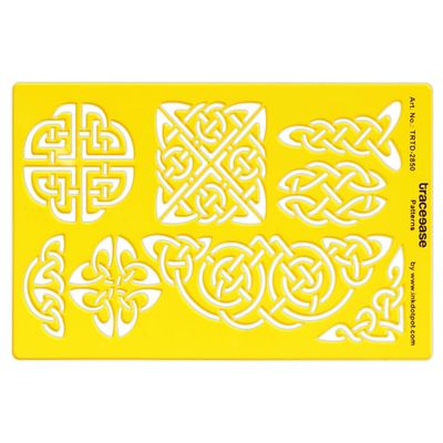 Traceease Estêncil Simples de Plástico para Diário, Símbolos de Nós Celtas, Régua Estêncil de Acrílico, 19 cm x 11,4 cm - IBA Crafts Amarelo