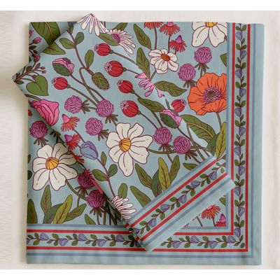Guardanapos Designer em Sarja de Algodão, Conjunto de 12, 51 cm, Estampa Floral, Duráveis e Absorventes, Lavável à Máquina - Vargottam 50,8 Cm × 50,8 Cm – Pacote Com 12 Peças / Azul
