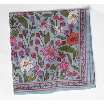 Guardanapos Designer em Sarja de Algodão, Conjunto de 12, 51 cm, Estampa Floral, Duráveis e Absorventes, Lavável à Máquina - Vargottam 50,8 Cm × 50,8 Cm – Pacote Com 12 Peças / Azul