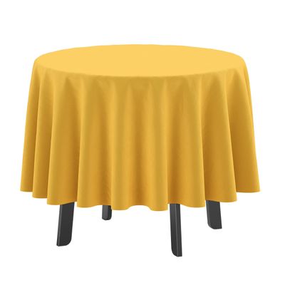 Toalha de Mesa Redonda 147 cm Int./Ext. com Furo para Guarda-Sol Impermeável Pátio Primavera/Verão Quintal/Churrasco Amarela - Vargottam 147,32 Cm × 147,32 Cm / Amarelo