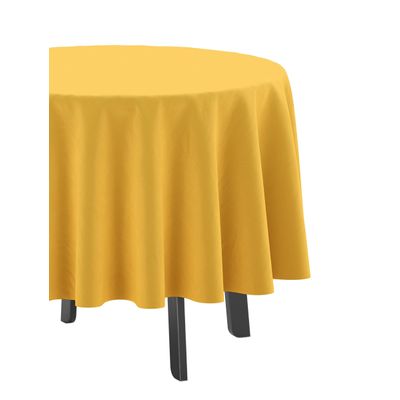 Toalha de Mesa Redonda 147 cm Int./Ext. com Furo para Guarda-Sol Impermeável Pátio Primavera/Verão Quintal/Churrasco Amarela - Vargottam 147,32 Cm × 147,32 Cm / Amarelo