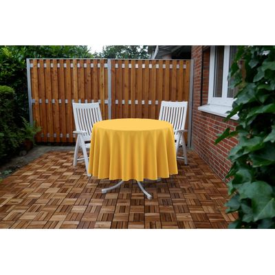 Toalha de Mesa Redonda 147 cm Int./Ext. com Furo para Guarda-Sol Impermeável Pátio Primavera/Verão Quintal/Churrasco Amarela - Vargottam 147,32 Cm × 147,32 Cm / Amarelo