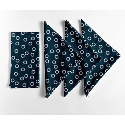 Guardanapos de Algodão Estampa de Bolinhas Moderna - Kit 12, 51x51cm, Azul, Jantares Estilo Fazenda/Praia - Lavável à Máquina - Vargottam 50,8 Cm × 50,8 Cm – Pacote Com 12 Peças / Azul