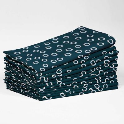 Guardanapos de Algodão Estampa de Bolinhas Moderna - Kit 12, 51x51cm, Azul, Jantares Estilo Fazenda/Praia - Lavável à Máquina - Vargottam 50,8 Cm × 50,8 Cm – Pacote Com 12 Peças / Azul