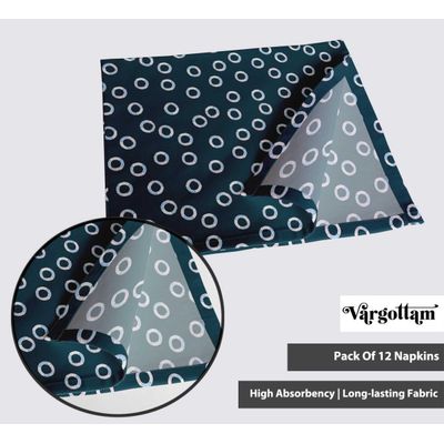Guardanapos de Algodão Estampa de Bolinhas Moderna - Kit 12, 51x51cm, Azul, Jantares Estilo Fazenda/Praia - Lavável à Máquina - Vargottam 50,8 Cm × 50,8 Cm – Pacote Com 12 Peças / Azul