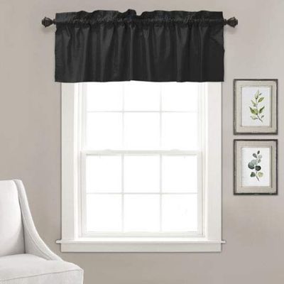 Bandô de Algodão Liso, Decorativo com Túnel para Varão e Meia Cortina para Janela de Cozinha - Vargottam 91,4 Cm (L) × 76,2 Cm (C) – 2 Painéis / Preto