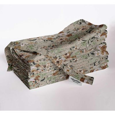 Guardanapos de Musselina de Algodão Estampa Floral, Conj. 12, 51x51cm, Verde Vivo, Prim/Verão, Festas e Uso Diário, Lav. à Máq. - Vargottam 50,8 Cm × 50,8 Cm – Pacote Com 12 Peças / Verde