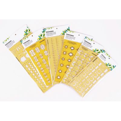 Gabarito e Ferramentas para Desenho de Jóias, Estêncil para Gemas em Vários Tamanhos - Pacote com 6 Peças - Traceease Amarelo
