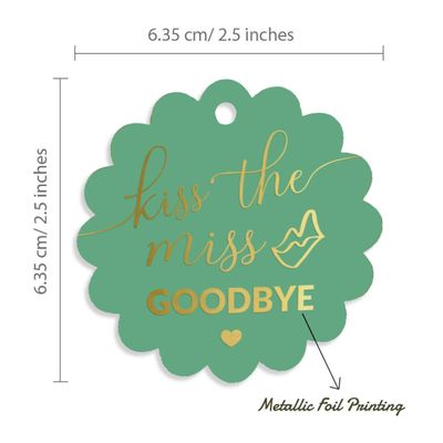 Etiquetas de Papel com Foil 'Kiss The Miss Goodbye' para Lembrancinhas do Chá de Noiva - Inkdotpot 50 Etiquetas Metalizadas / Verde - Dourado