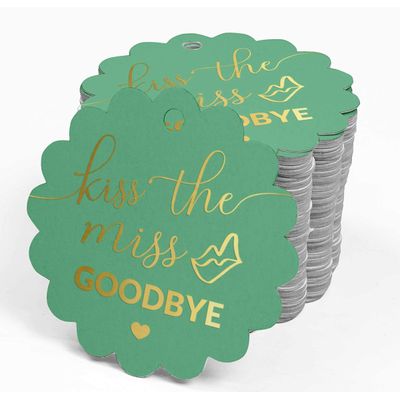Etiquetas de Papel com Foil 'Kiss The Miss Goodbye' para Lembrancinhas do Chá de Noiva - Inkdotpot 50 Etiquetas Metalizadas / Verde - Dourado