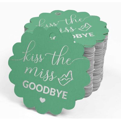 Etiquetas de Papel com Foil 'Kiss The Miss Goodbye' para Lembrancinhas do Chá de Noiva - Inkdotpot 50 Etiquetas Metalizadas / Verde - Prata
