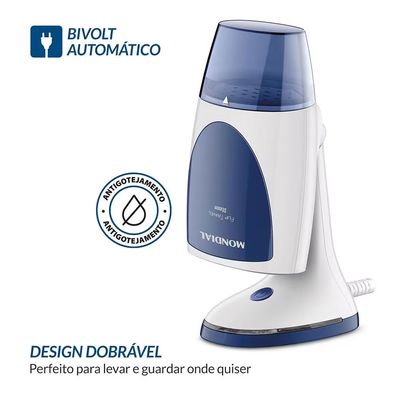 Vaporizador Portátil VP-10-DB Dobrável 200ml Inox Bivolt Mondial Preto e Azul / Bivolt