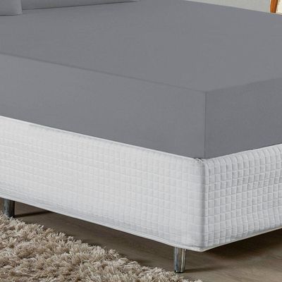 Jogo De Cama Queen Nobre 3 Peças Lençol Com Elástico De 30cm De Altura Malha 100% Algodão - Cinza