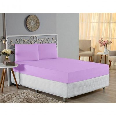Jogo De Cama Casal Viúva Nobre 3 Peças Malha 100% Algodão - Lilás