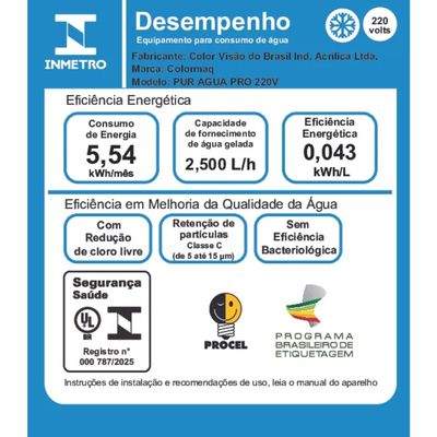 Purificador PCC2PBRBNAC Agua PRO BR Colormaq Branco / 220V