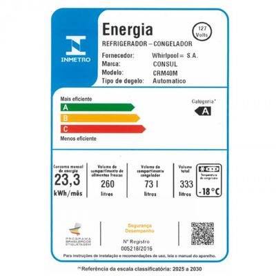 Refrigerador Consul 333L Frost Free 2 Portas CRM40MBANA 127V Branco / 110V