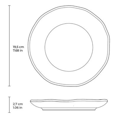 Jogo 6 Pratos de Sobremesa 19,5cm Orgânico Azul Oceano Bolo Torta Porto Brasil Mesa Posta