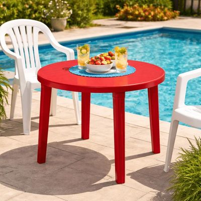 Mesa Plástica Tramontina 89x72cm Desmontável Vermelha Polipropileno Summa Cassino