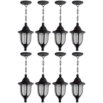 Conjunto 8 Luminárias Pendentes Pretas de Teto Termoplástico Lente Fosca Lâmpada E27 Dital