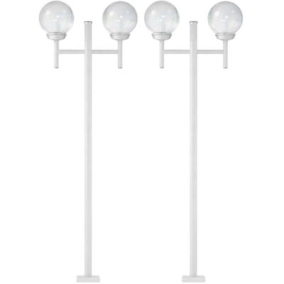 Kit 2 Postes Duplos Luminária Externa para Jardim Alumínio Branco Clássico E27 Global Dital