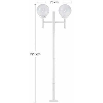 Kit 2 Postes Duplos Luminária Externa para Jardim Alumínio Branco Clássico E27 Global Dital