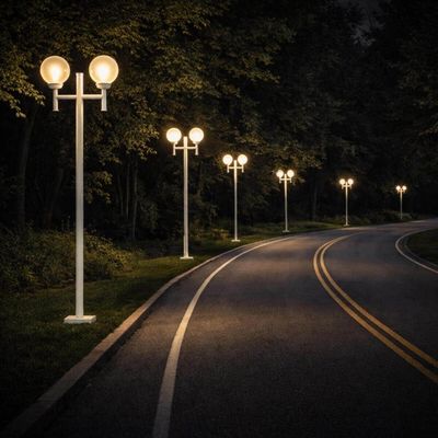 Kit 2 Postes Duplos Luminária Externa para Jardim Alumínio Branco Clássico E27 Global Dital