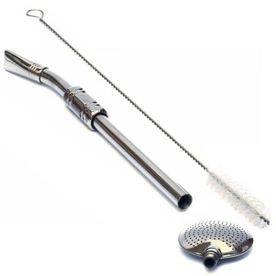 Bomba 25cm Para Tererê Chimarrão Aço Inox 304 Bojo Com Rosca