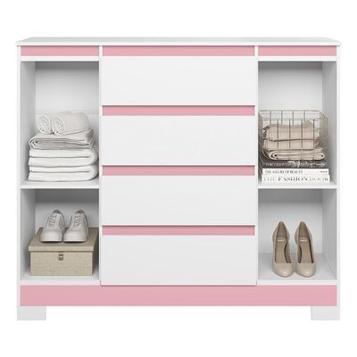 Cômoda Sapateira Atena 2 Portas E 4 Gavetas Quadriflex Branco-rosa - Móveis Albatroz