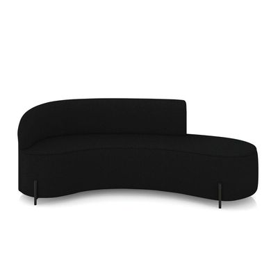 Sofá 4 Lugares Orgânico 220cm Pé Ferro Preto Morgan Linho Preto D03 - D'rossi