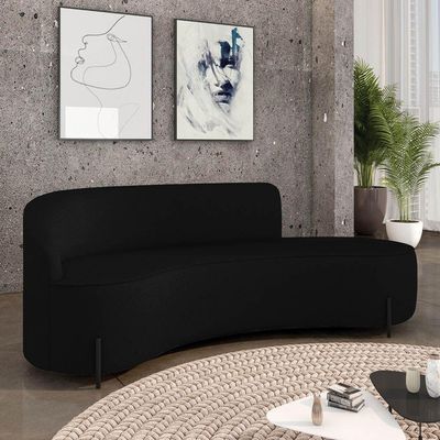 Sofá 4 Lugares Orgânico 220cm Pé Ferro Preto Morgan Linho Preto D03 - D'rossi