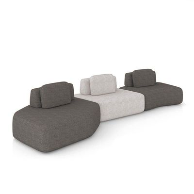 Sofá 3 Lugares Orgânico Com Chaise E 2 Módulos Berlim Bouclê Gf K01 - D'rossi Grafite-cinza Caro