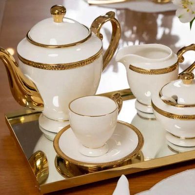 Conjunto 06 Xícaras De Chá De Porcelana Paddy Branco 200ml Wolff