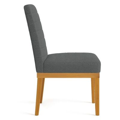 Kit 8 Cadeiras De Jantar Solana Boucle Base De Madeira - Pallazio Cor Grafite