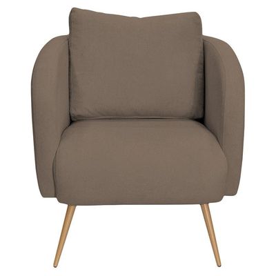Poltrona Decorativa Dana Pés Palito Ouro Fosco Bouclé Marrom - Nexta Casa