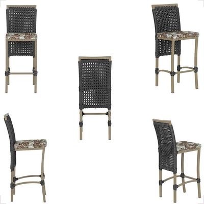 Mesa Bistrô E 4 Banquetas Roma Fendi Corda Estofado 6 Trama Preto