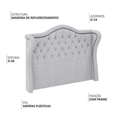 Cabeceira Casal Queen 160 Cm Orgânica Milão Linho Cinza Claro - Nexta Casa