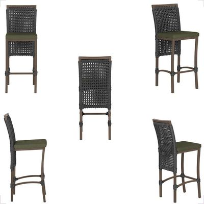 Mesa Bistro E 4 Banquetas Roma Marrom Corda Náutica 13 Preta