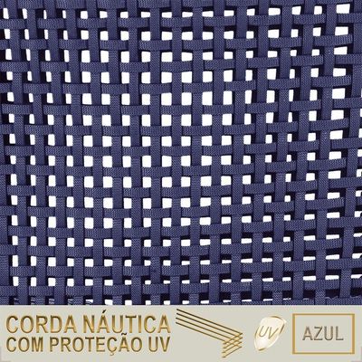 Mesa Bistrô E 2 Banquetas Roma Marrom Corda Estofado Trama Azul