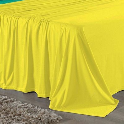 Jogo De Cama Solteiro Nobre 3 Peças Lençol Com Elástico De 30cm De Altura Malha 100% Algodão - Amarelo / Jade