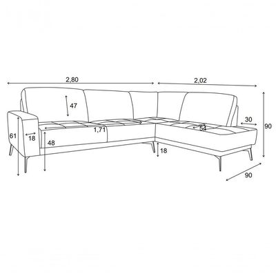 Sofá De Couro Rubi 3 Lugares Com Chaise Esquerda Soft Mel Mempra Design