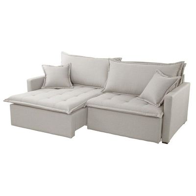 Sofá Cama Flora 02 Módulos De 120cm Br 15cm Meu Sofá Online A302 Linho Branco